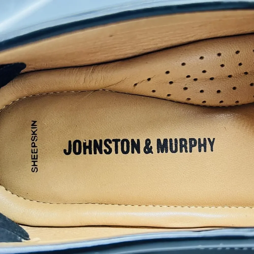 Johnston & Murphy Shoes Men 8.5 Black Leather Penny Loafers Slip On Dress Casual